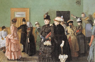 målning av prostituerade i polisläkarens väntrum