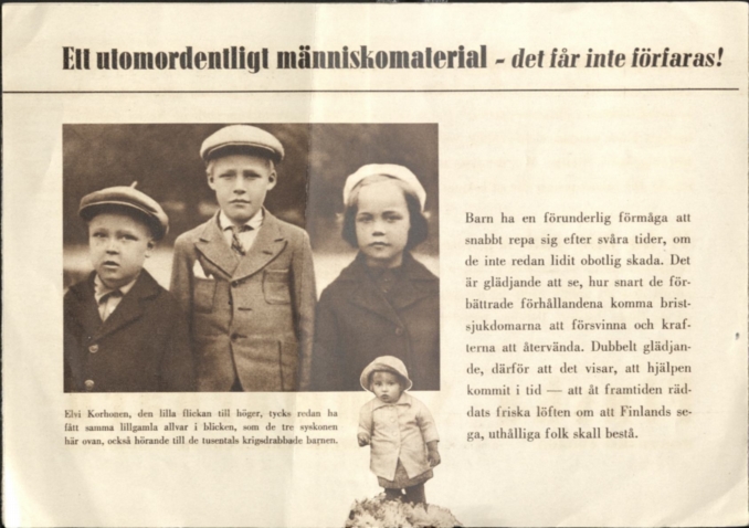 Tidningsartikel med foto av tre barn