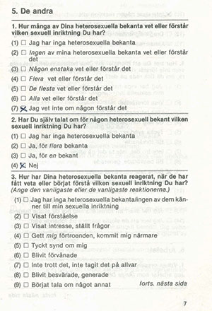 Livet som gay 1980, frågeformulär
