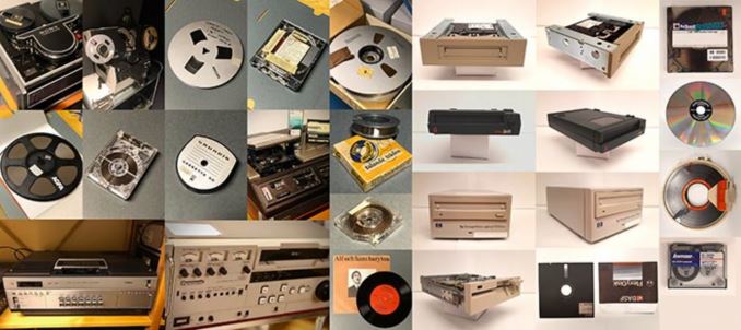 Bild föreställande exempel på utrustning och media som Riksarkivet söker (LITEN version)