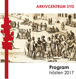 Framsidan till höstens programbroschyr för Arkivcentrum Syd.