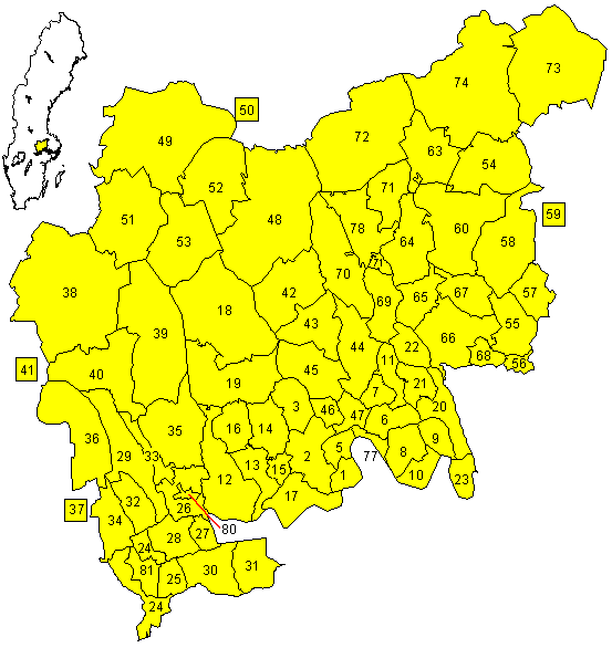 Karta folkräkning 1890, Västmanlands  län