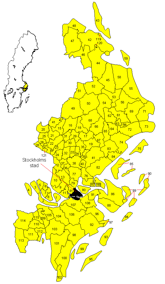 Karta folkräkning 1890, Stockholms län