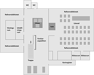Karta över publika ytor på Riksarkivet Marieberg plan 8 - liten