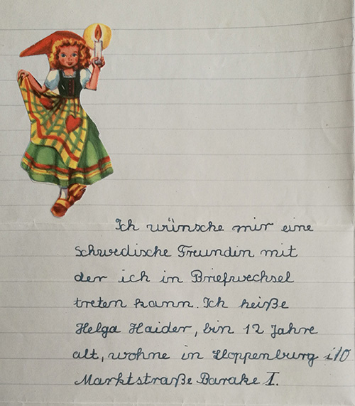 En brevsida på tyska med ett bokmärke