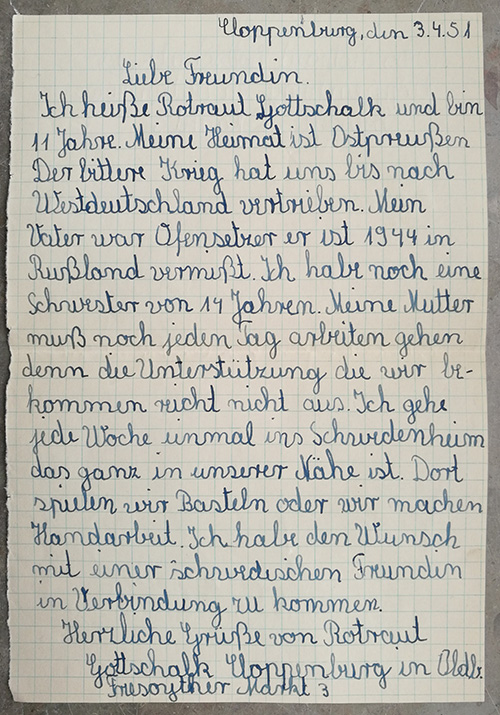 Första sidan i ett brev på tyska