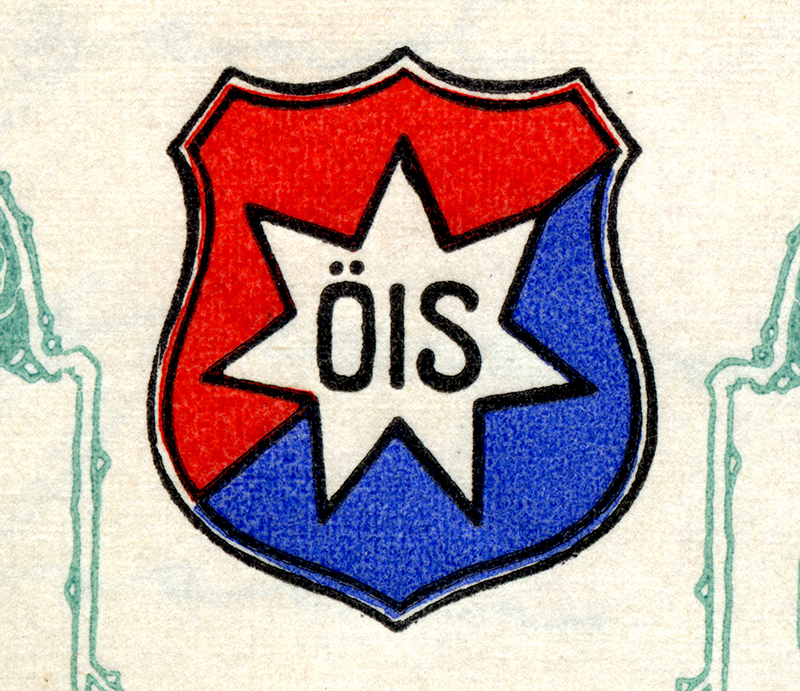 Örgryte IS:s klubbemblem från skrivelse till Göteborgs Poliskammare 1912.