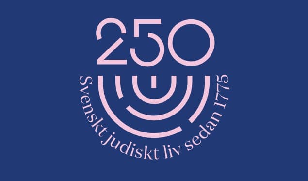 Logotype i rosa på blå botten