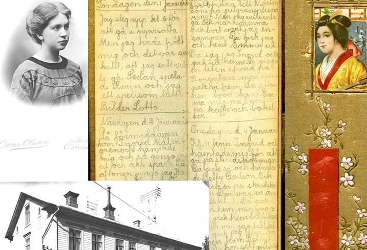 Collage av foton och arkivhandlignar