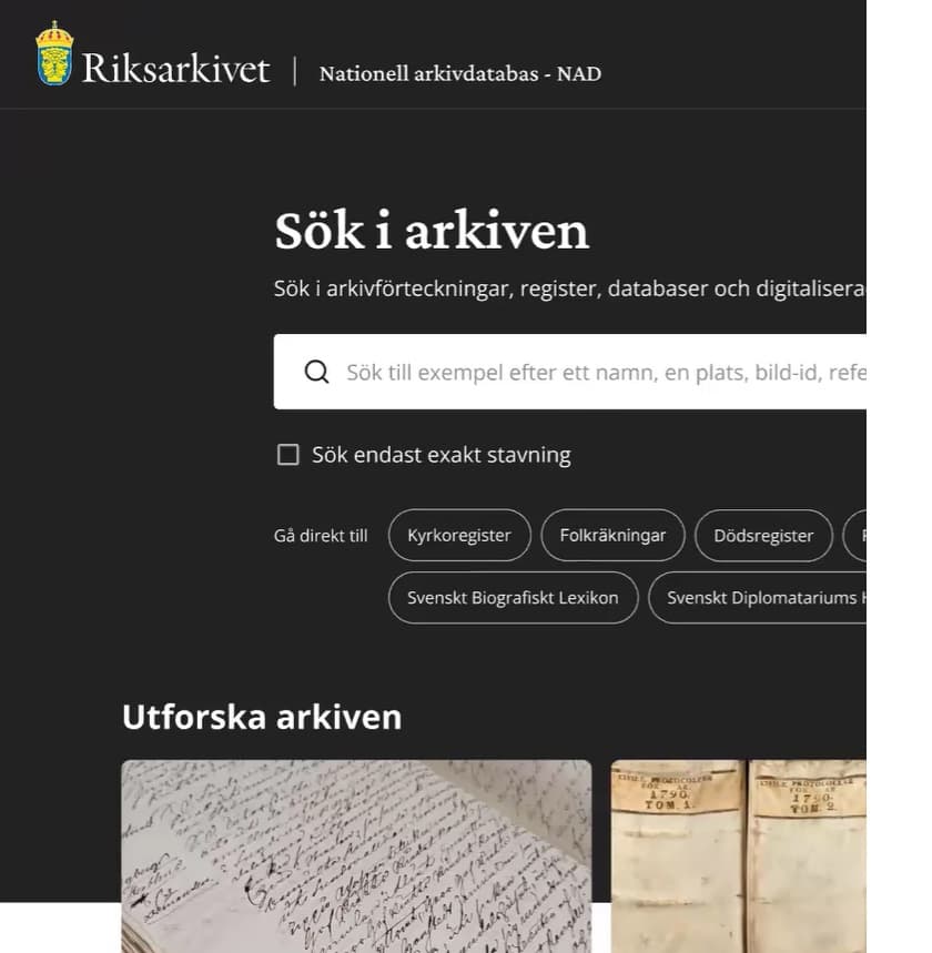 webbsida med mörk bakgrund.